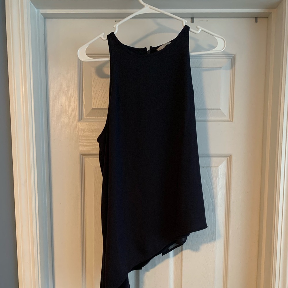 Navy Asymmetrical Halter Top